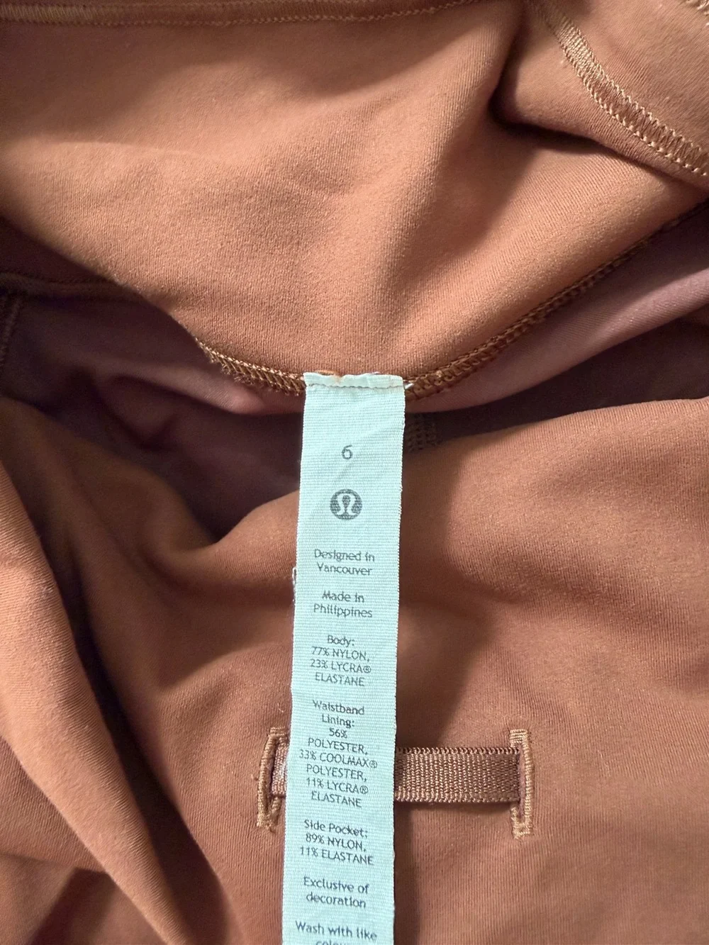 Lululemon Rust Brown Wunder Train Leggings with Pockets 25” Inseam Size 6
